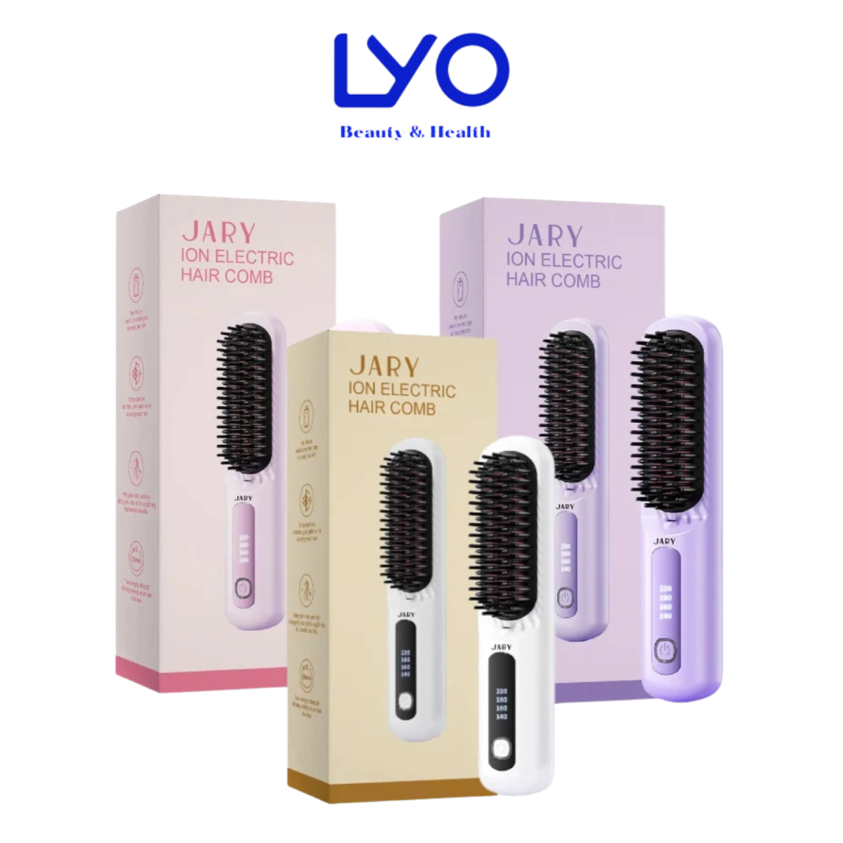 Lược Điện Chải Tóc Không Dây Ion Âm Jary Ion Electric Hair Comb Tạo Kiểu Suôn Mượt