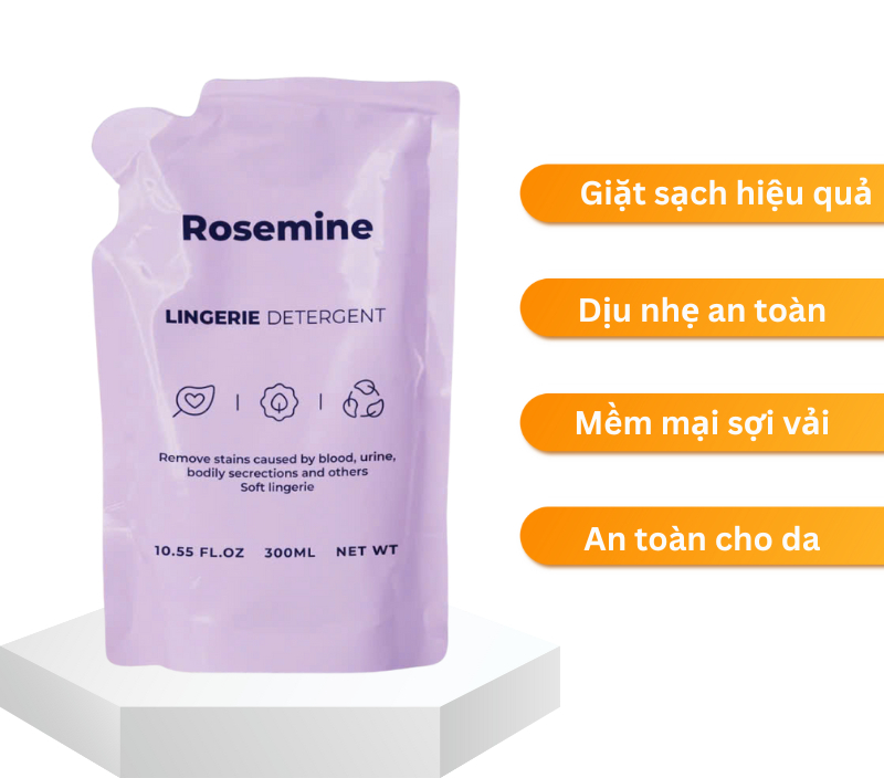 Nước Giặt Đồ Lót Lành Tính & Dịu Nhẹ Rosemine Lingerie Detergent Hàn Quốc 300ml