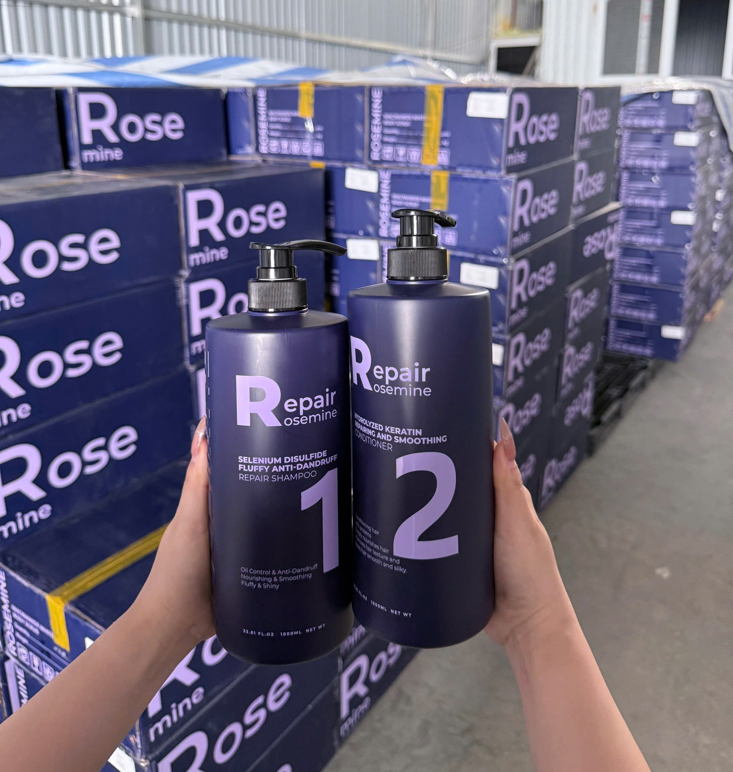 Combo Dầu Gội & Xả Phục Hồi, Làm Phồng Tóc, Giảm Gãy Rụng Rosemine Repair Hàn Quốc 500ml x 2 & 1000ml x 2