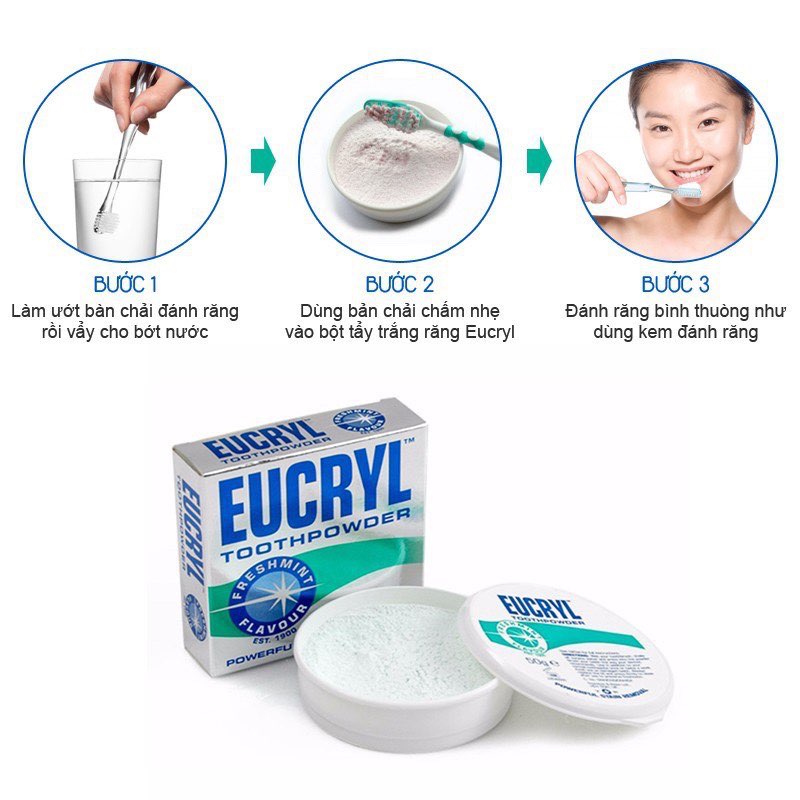 Bột Tẩy Trắng Răng Eucryl Toothpaste 50g