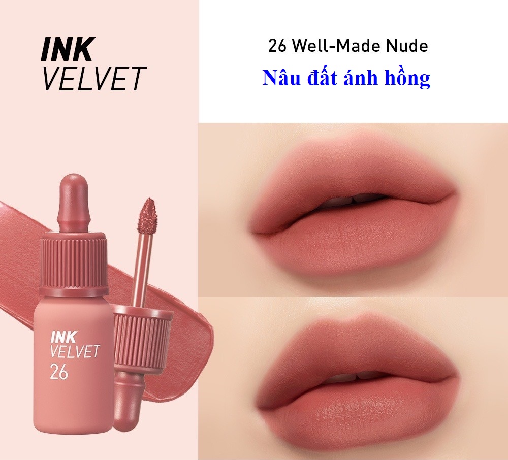 Son kem Peripera Peri's Ink Velvet / Ink AIRY Velvet - Son bóng Water Bare Tint