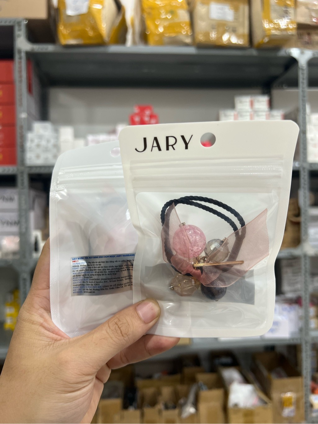 b129 - Jary (KV) - Dây Buộc Tóc, Hair Band - HB1 - HB1.1 - Ruy Băng Đính Chùm Ngọc