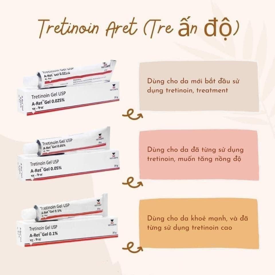 Tretinoin Gel USP 0.05% w/w Menarini Giúp Giảm Mụn, Mờ Thâm, Trẻ Hóa Da (Tuýp 20g)