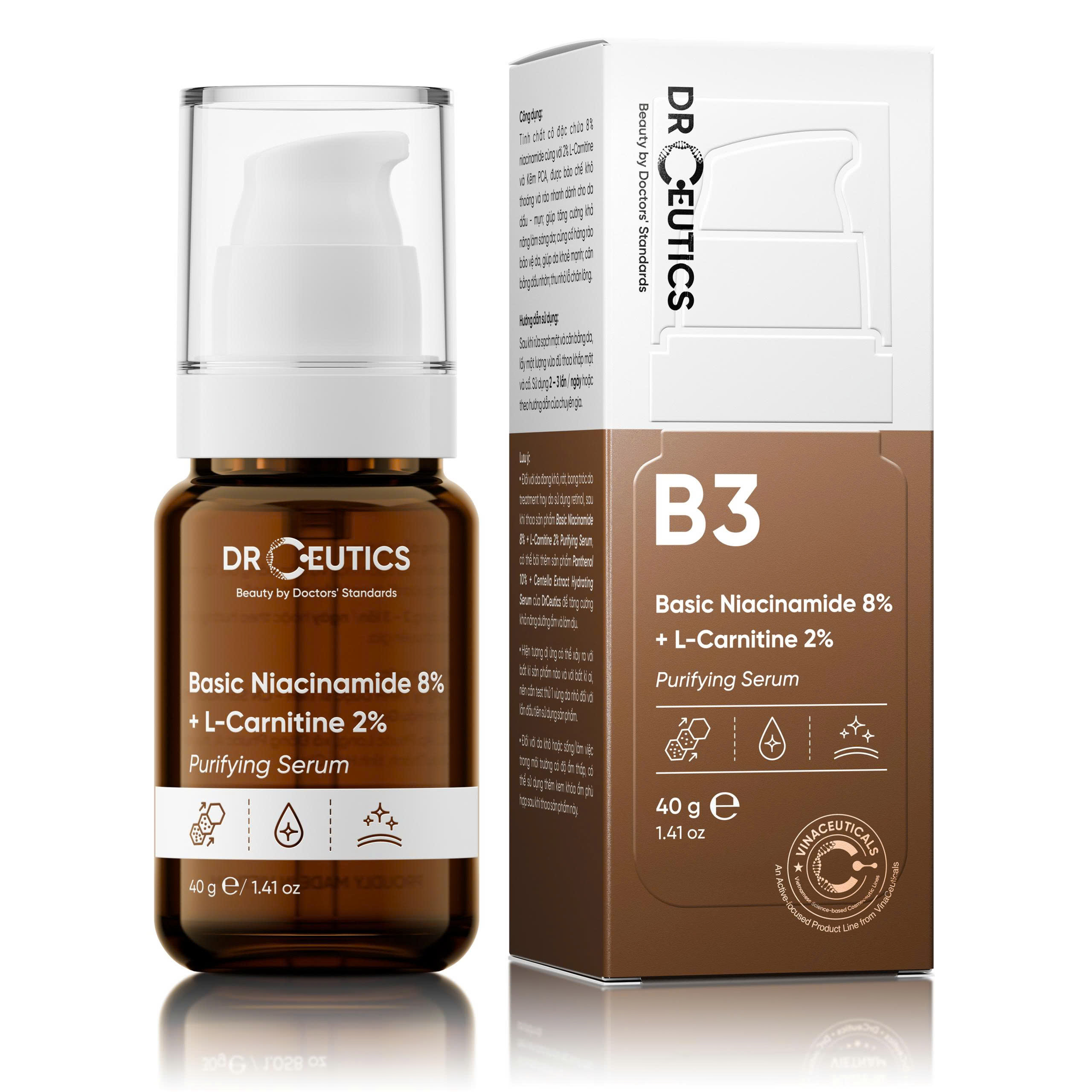F537 - DRCEUTICS - Tinh chất làm trắng Basic Niacinamide 8% + L-Carnitine 2% Purifying Serum 40g