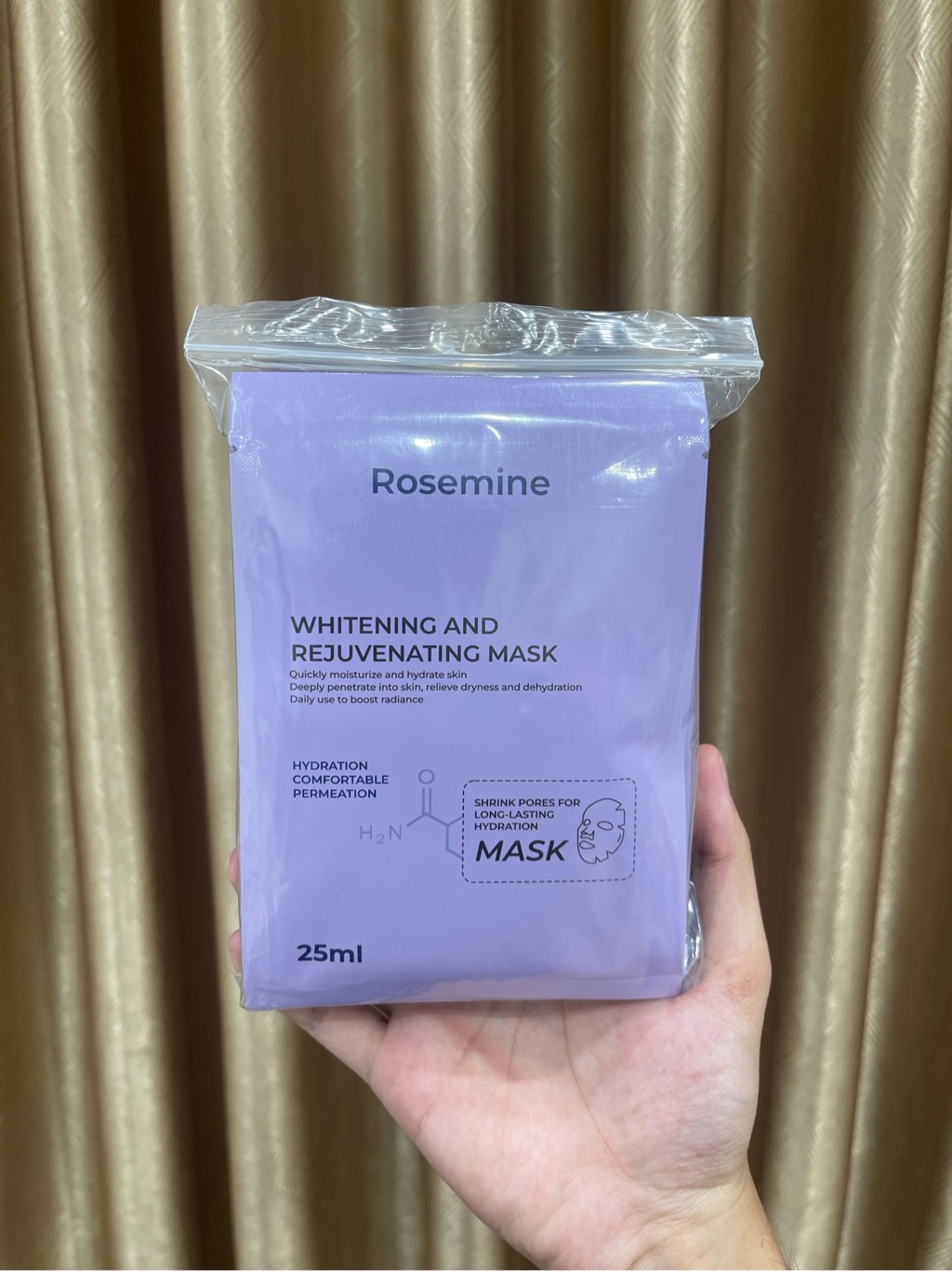 Combo 10 Miếng Mặt Nạ Cấp Ẩm, Phục Hồi, Dưỡng Sáng Da Rosemine Whitening And Rejuvenating Mask Hàn Quốc 25ml