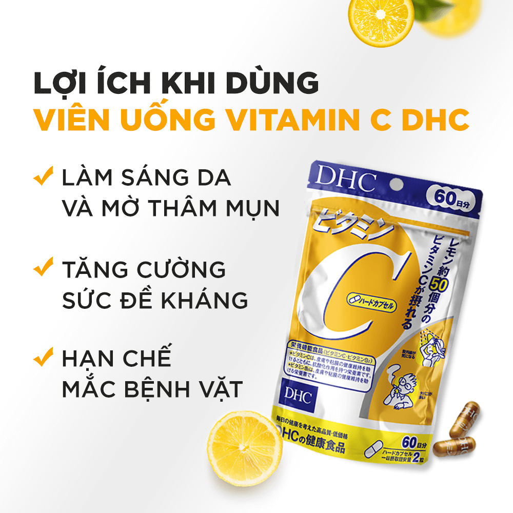 Viên uống trắng da bổ sung Vitamin C DHC Nhật Bản 60 ngày (120 viên)
