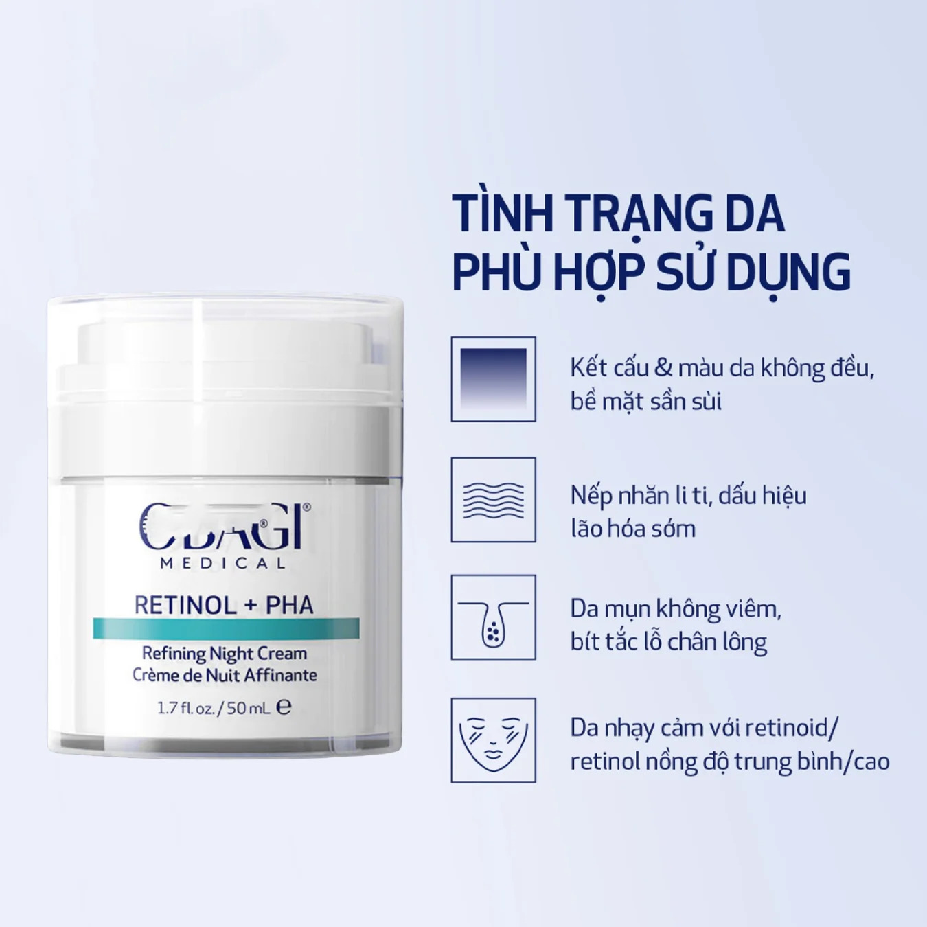 f413 - Kem dưỡng trẻ hóa, sáng da ban đêm Obagi Retinol + PHA Refining Night Cream 50ml