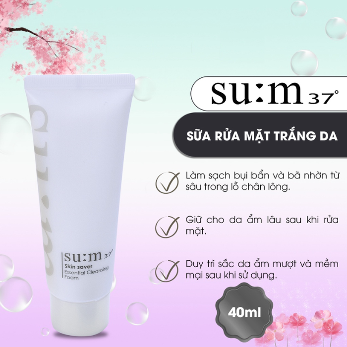 Sữa rửa mặt làm sạch sâu Su:m37 Sum 37 Skin Saver Essential Cleansing Foam 40ml