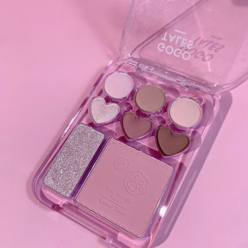 a637 - Gogo Tales - Bảng Phấn Mắt & Má 8 Ô, Stick Sweet Heart Powder Blusher Eyeshadow Palette 9.5g