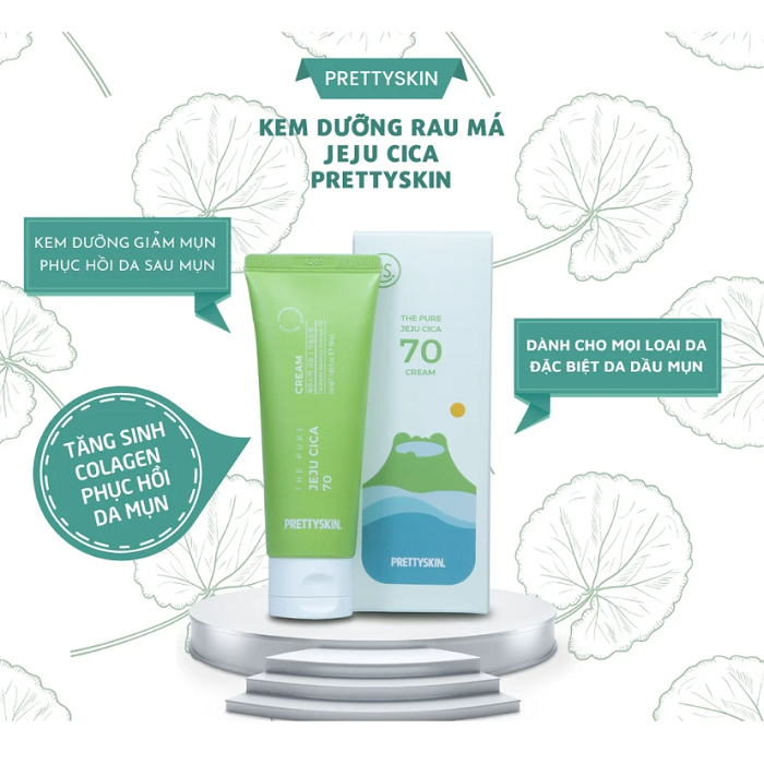 Kem Dưỡng Chiết Xuất Rau Má Prettyskin The Pure Jeju Cica 70 Cream 50ml