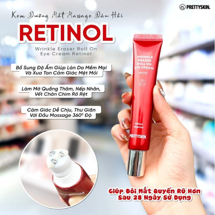 Kem dưỡng mắt Retinol Pretty Skin, Kem mắt Retinol Vitamin Eye Cream Prettyskin 30ml