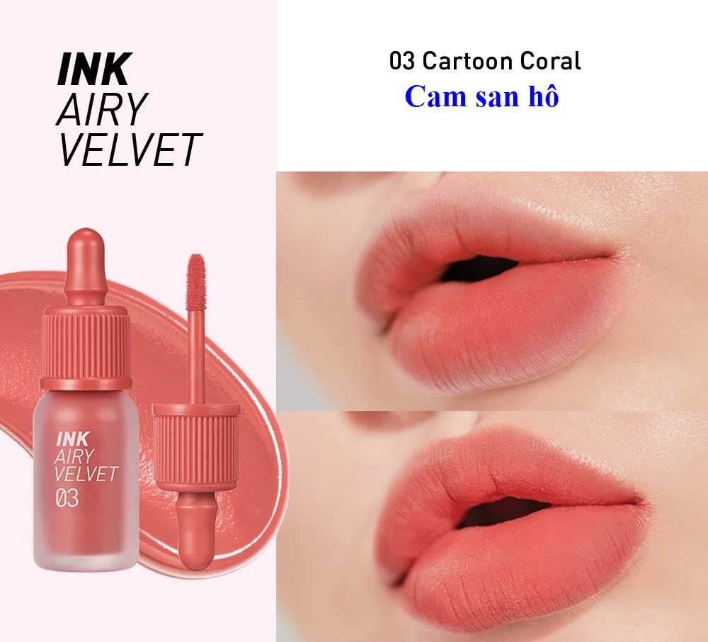 Son kem Peripera Peri's Ink Velvet / Ink AIRY Velvet - Son bóng Water Bare Tint
