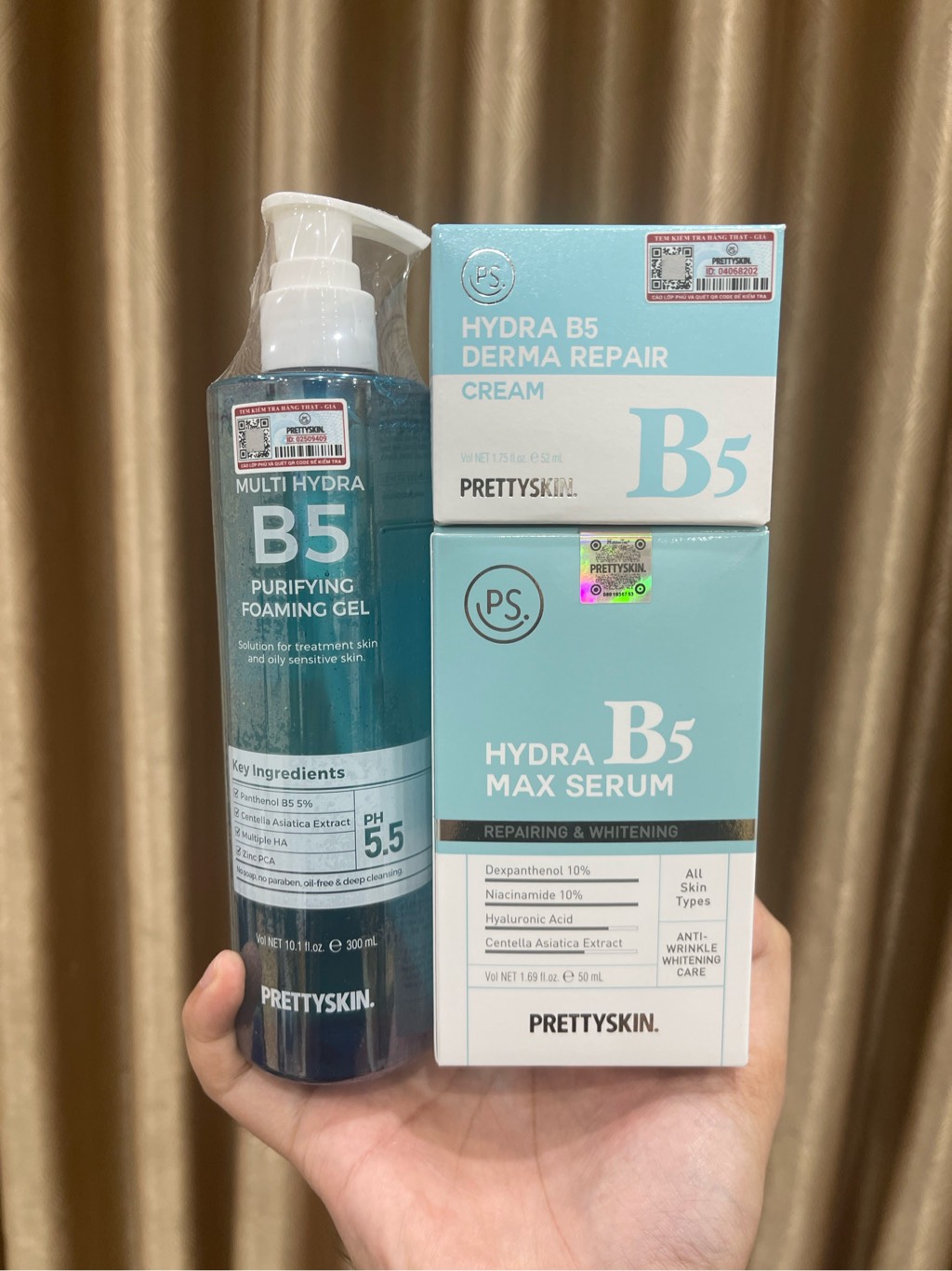 Combo Serum / Kem Dưỡng / Gel Rửa Mặt Prettyskin Hydra B5 Dưỡng Sáng, Cấp Ẩm, Chăm Sóc Da Toàn Diện Chuẩn Hàn Quốc