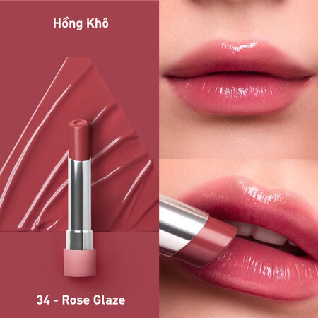 Son Bóng Dưỡng Môi 3CE Glazy Lip Glow Dạng Thỏi Có Màu, Hàn Quốc