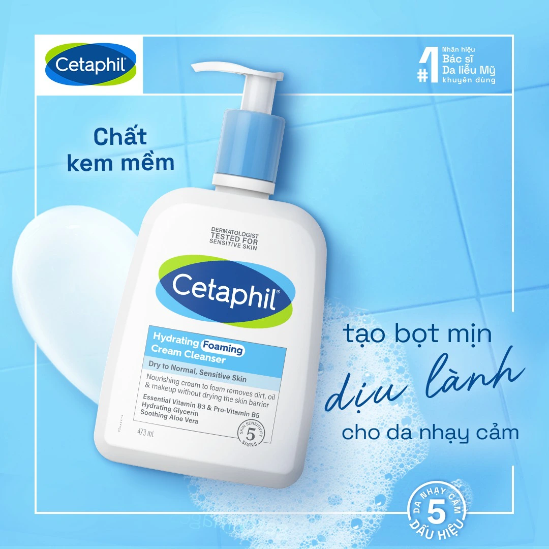 e630 - Sữa rửa mặt CETAPHIL Hydrating Foaming dành cho da khô, da thường, da nhạy cảm
