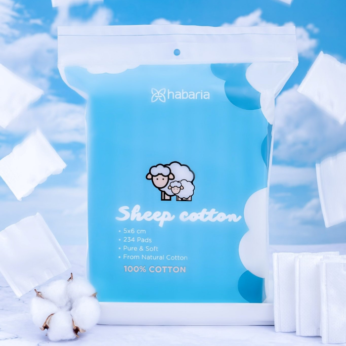 Habaria - Bông tẩy trang cừu Habaria Sheep Cotton 234 Miếng - Mềm mại, dịu nhẹ, không gây kích ứng