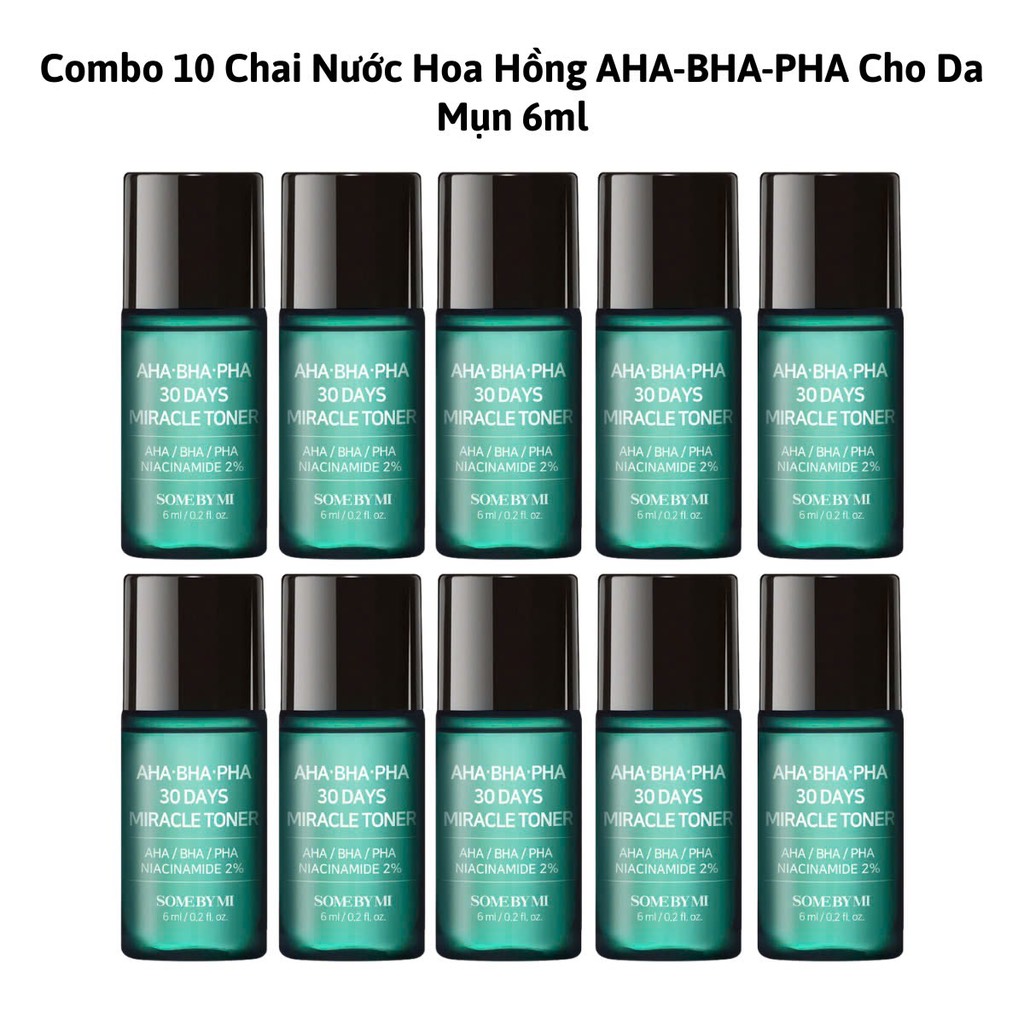 a190 - Some By Mi - Combo 10 Chai Nước Hoa Hồng AHA-BHA-PHA Cho Da Mụn 6ml