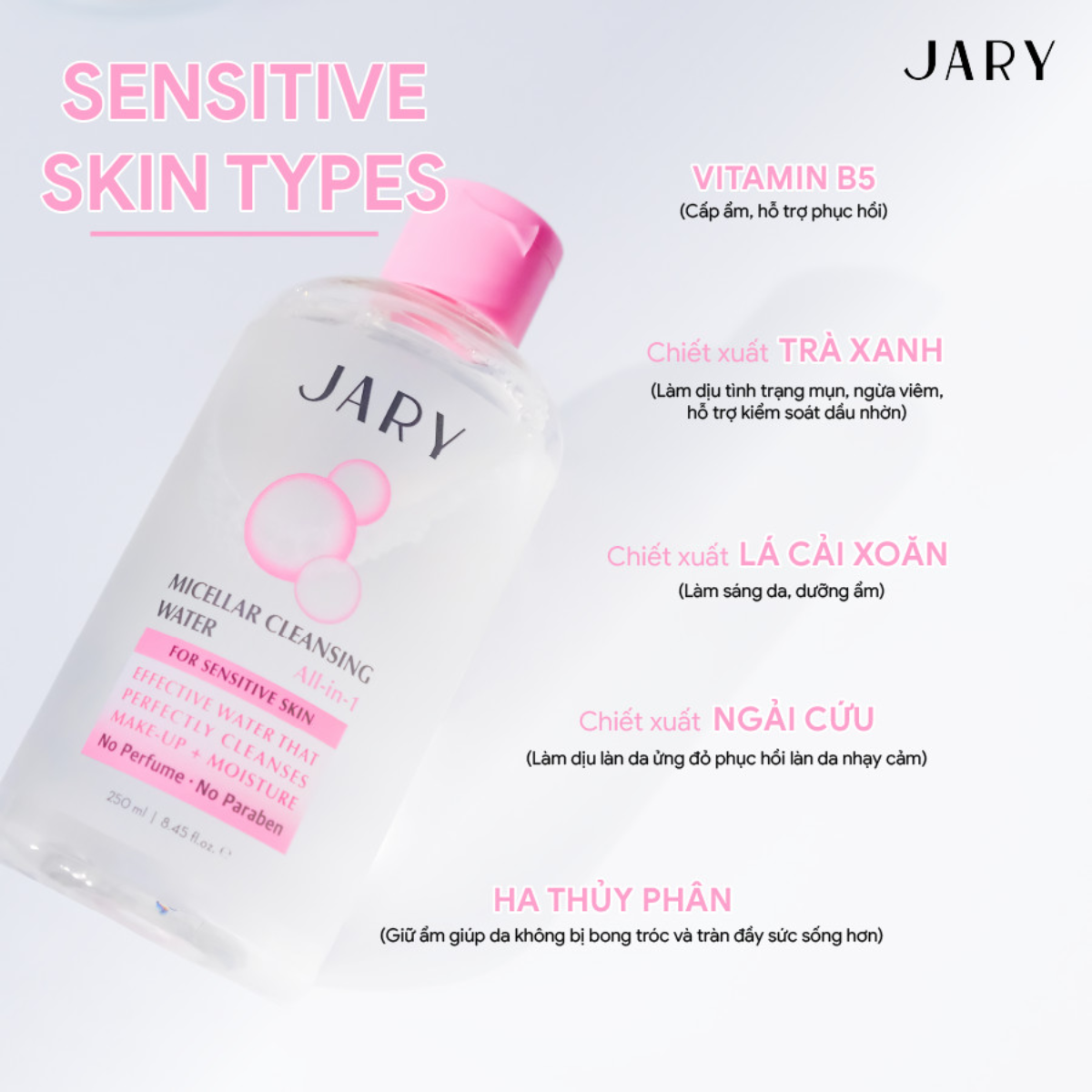 Nước tẩy trang JARY Micellar Cleansing Water All-In-1 250ml