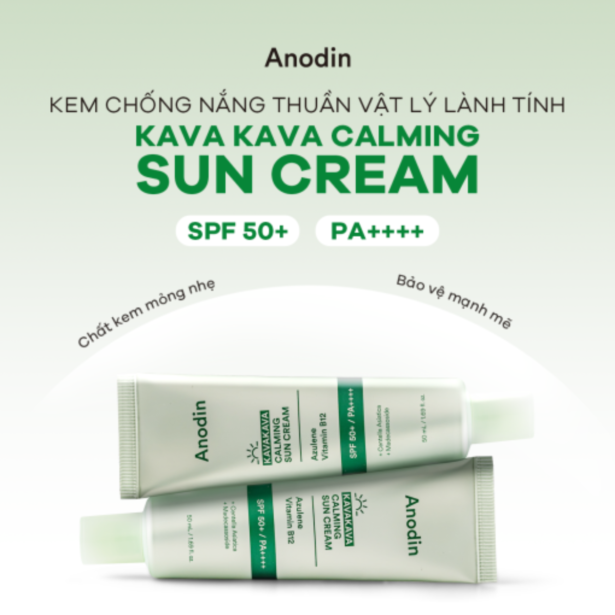Kem Chống Nắng Nâng Tone Cho Da Dầu, Nhạy Cảm Anodin Kava Kava Calming Sun Cream Hàn Quốc 50ml