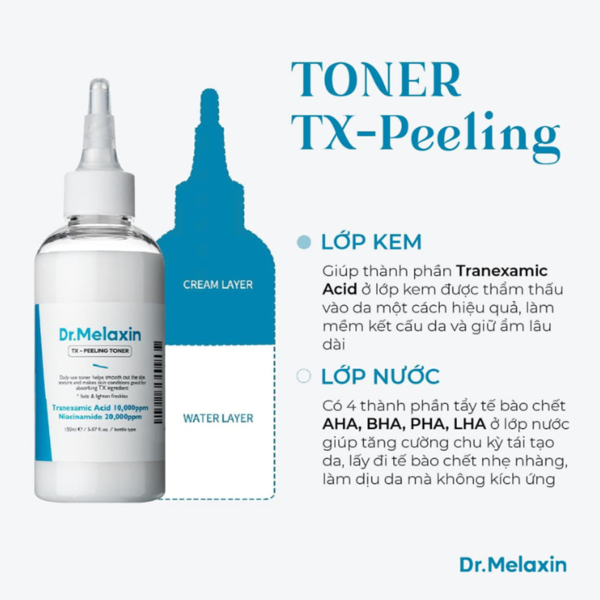 Nước Hoa Hồng Toner Nám Sáng Da Dr.Melaxin TX Peeling Toner Cải Thiện Sắc Tố, Trắng Da, Đều Màu, Hàn Quốc 150ml