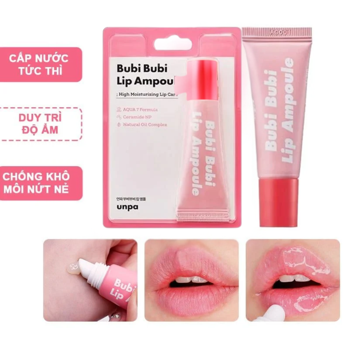 Tẩy Tế Bào Chết Môi & Son Dưỡng Môi Unpa Bubi Bubi Bubble Lip Scrub & Lip Ampule Hàn Quốc 10ml