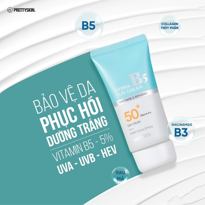 d979 - (Mẫu mới) Kem chống nắng phổ rộng phục hồi Prettyskin Hydra B5 Exosome Treatment / Oil Control Sun Cream SPF 50+ PA ++++ 50ml