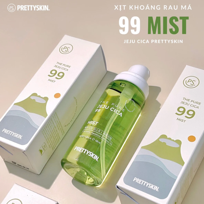Xịt khoáng rau má Prettyskin The Pure Jeju Cica 99 Mist 100ml