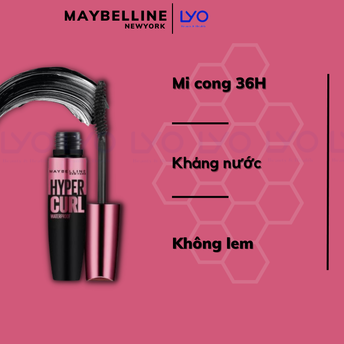 Mascara Maybelline New York Hyper Curl Very Black (màu hồng) 9.2ml
