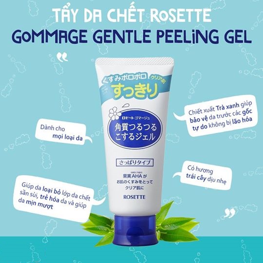 a740 - Tẩy Tế Bào Chết Dịu Nhẹ Cho Da Chiết Xuất Trái Cây Rosette Gommage Peeling Gel 120g (Màu Xanh và Hồng)