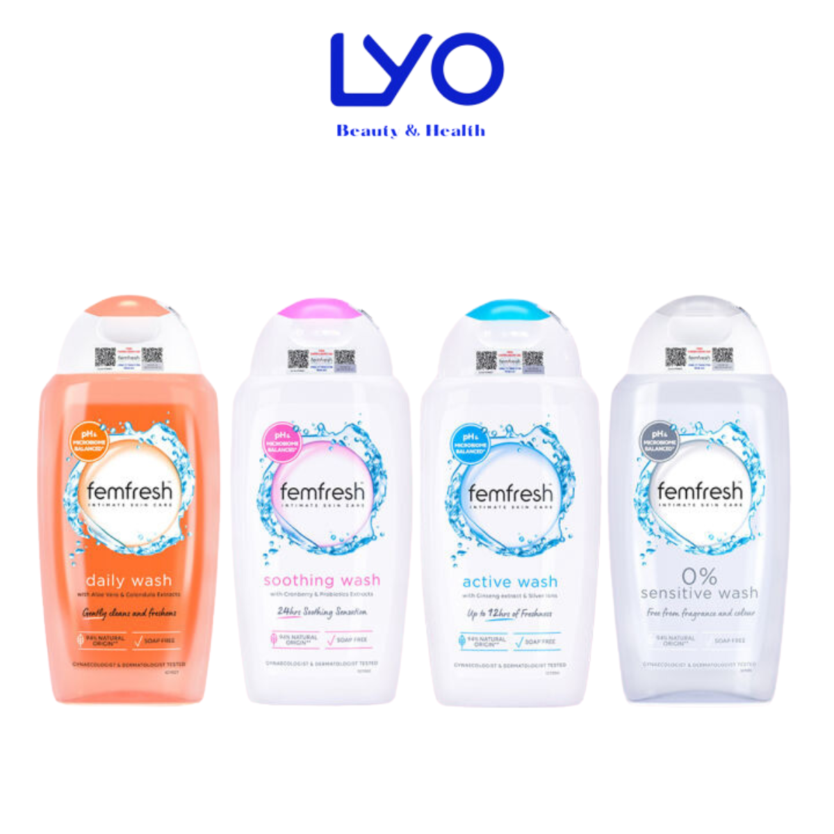 Dung Dịch Vệ Sinh Phụ Nữ Cao Cấp Femfresh Intimate Skin Care Màu Cam/ Hồng / Xanh / Xám Anh Quốc 250ml