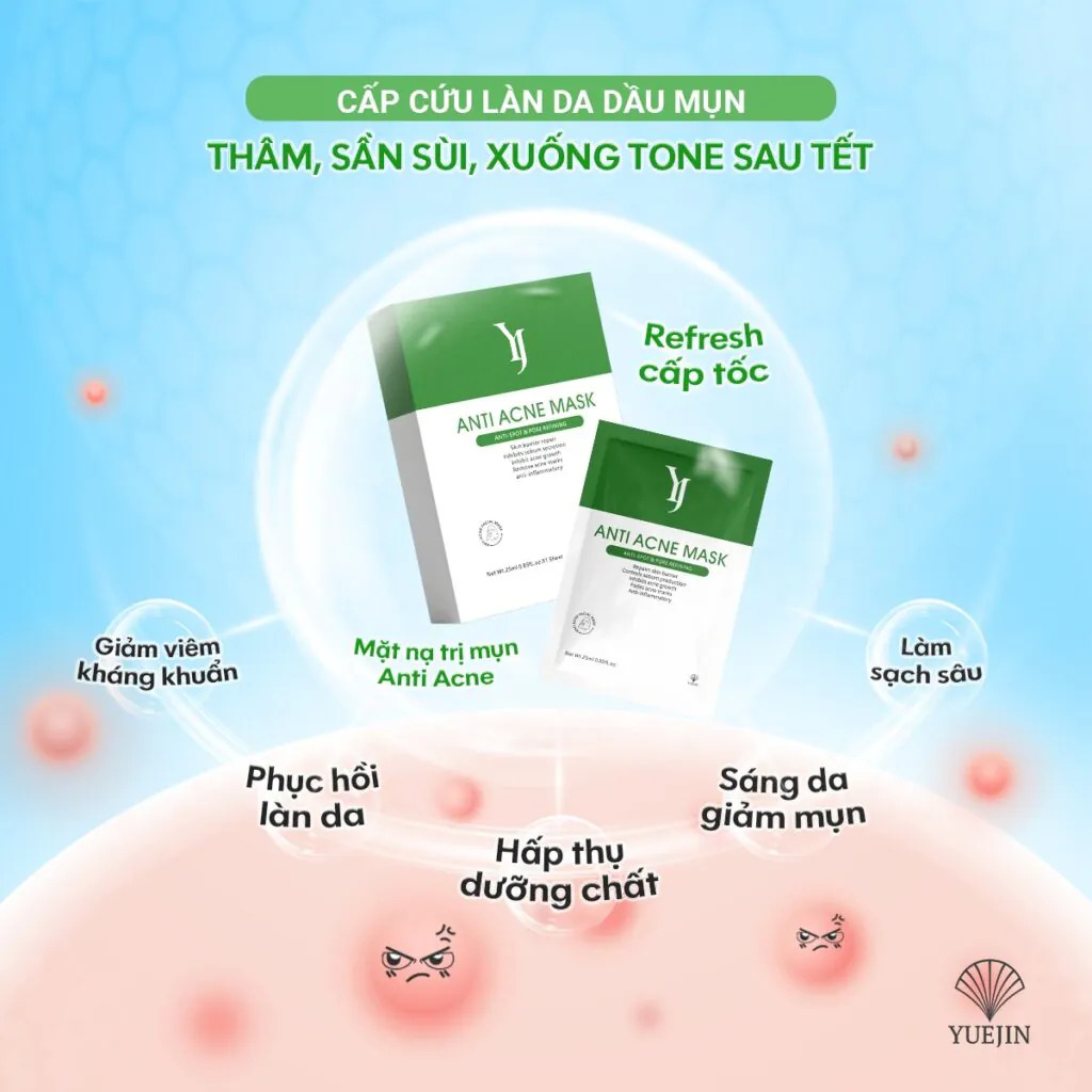 Combo 10 miếng mặt nạ Yuejin Anti Acne Mask 25ml (Hộp 10 miếng)