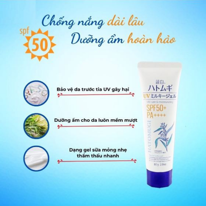 Kem Chống Nắng Hatomugi Dưỡng Trắng Và Nâng Tone SPF50+ PA++++