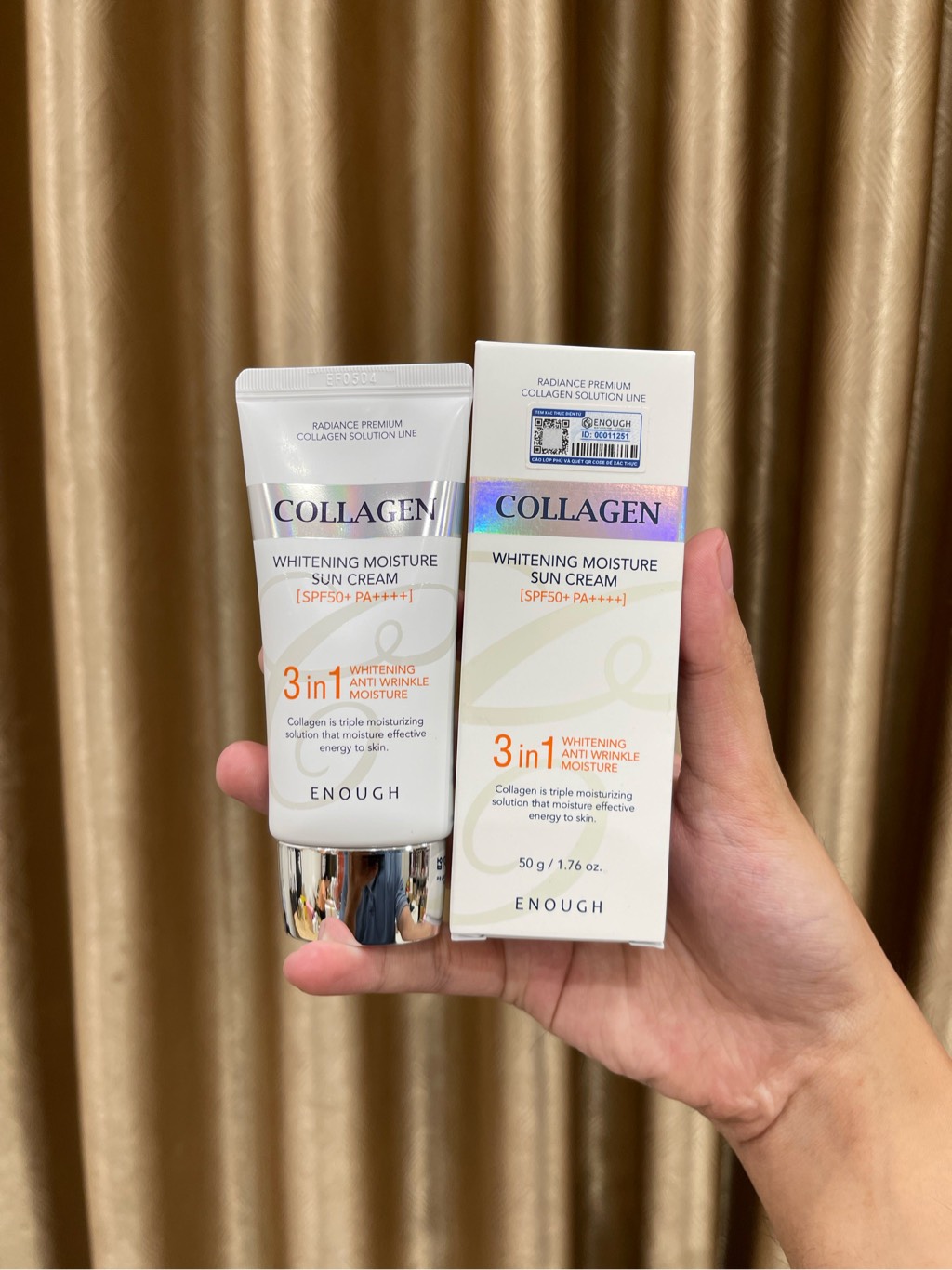 Kem Chống Nắng Bảo Vệ Da, Dưỡng Ẩm Enough Collagen 3in1/ Ultra X10 / 8 Peptide SPF50 PA+++ Sun Cream Hàn Quốc 50g