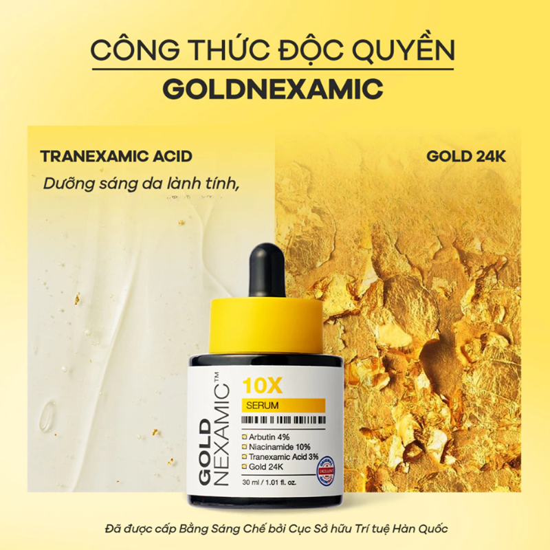 Combo Serum Tinh Chất & Kem Dưỡng Sáng, Mờ Thâm Nám Đa Tầng, Chống Lão Hóa Anodin 10X Goldnexamic Hàn Quốc 30ml Và 35ml