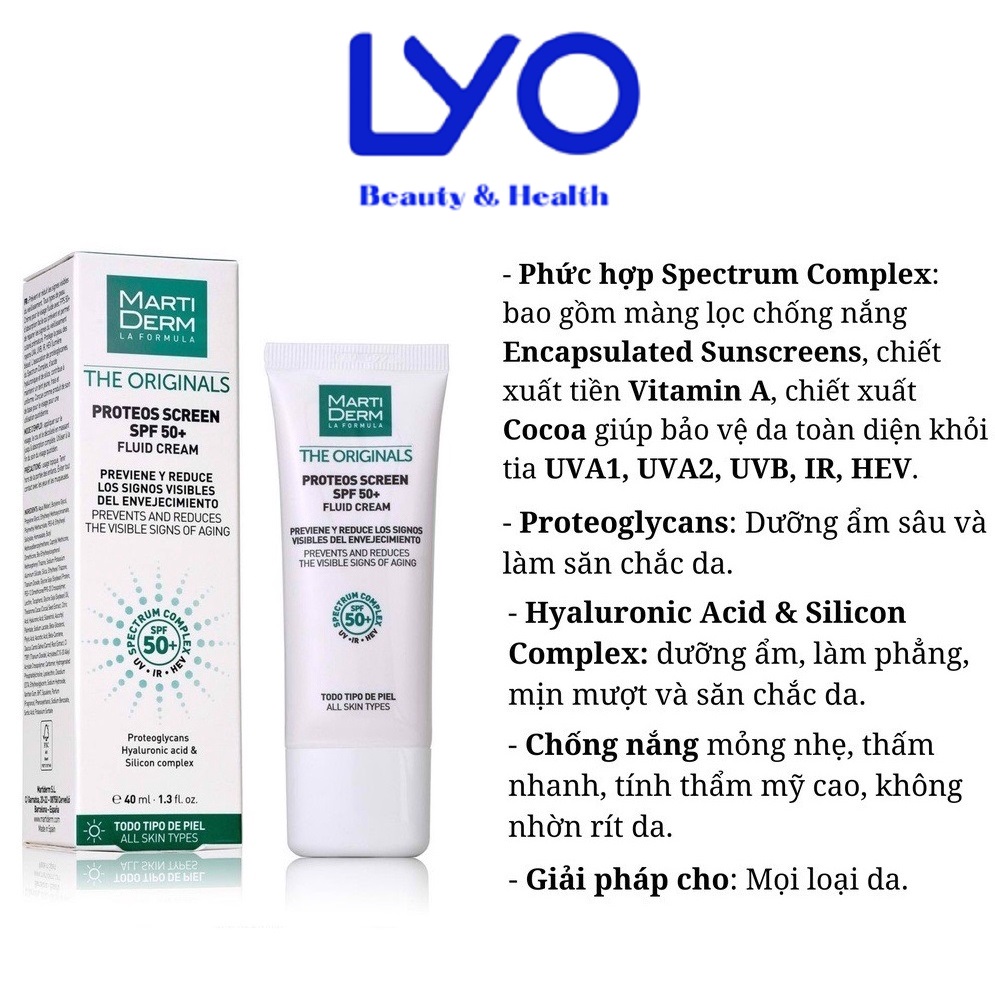 Kem Chống Nắng Phổ Rộng MartiDerm The Originals Proteos Screen SPF50+ 40ml