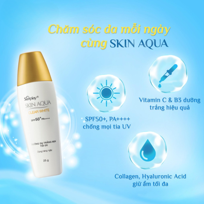 Sữa Chống Nắng Hàng Ngày Dưỡng Trắng Cho Da Dầu Sunplay Skin Aqua Clear White SPF50 Nhật Bản Dung Tích 25g - 55g
