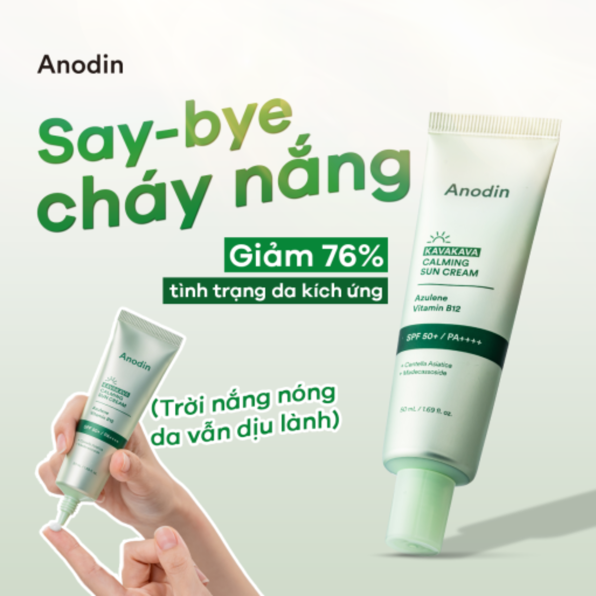 Kem Chống Nắng Nâng Tone Cho Da Dầu, Nhạy Cảm Anodin Kava Kava Calming Sun Cream Hàn Quốc 50ml