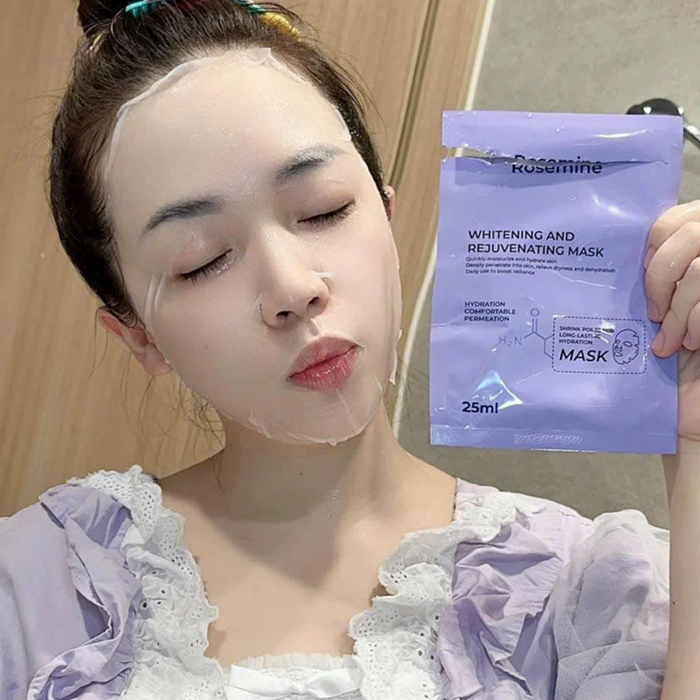 Combo 10 Miếng Mặt Nạ Cấp Ẩm, Phục Hồi, Dưỡng Sáng Da Rosemine Whitening And Rejuvenating Mask Hàn Quốc 25ml