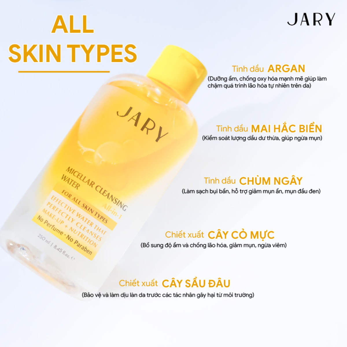 c757 - Nước tẩy trang JARY Micellar Cleansing Water All-In-1 250ml (Vàng)