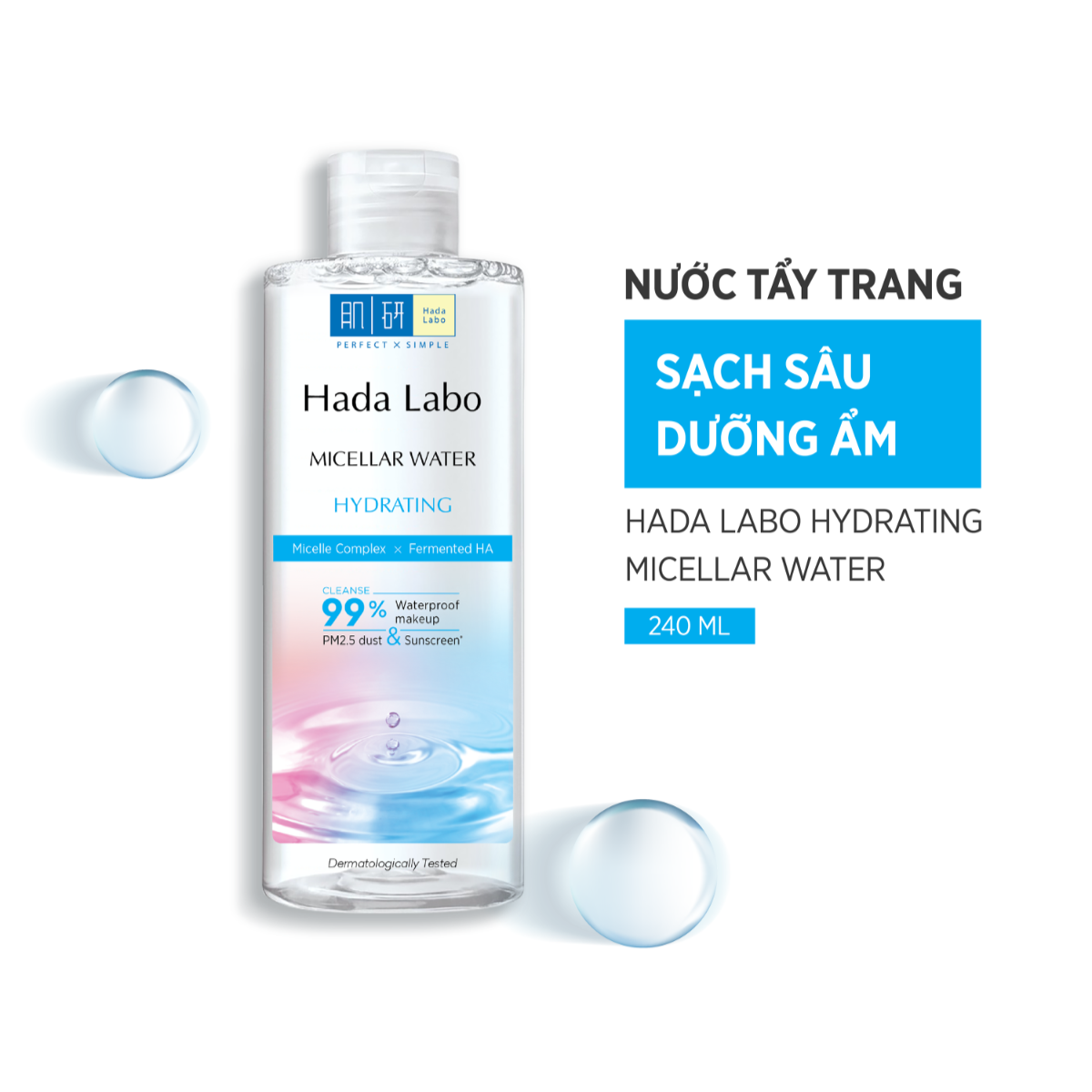 Nước Tẩy Trang Sạch Sâu, Giảm Mụn, Dưỡng Ẩm Da Hada Labo Micellar Water Nhật Bản 240ml