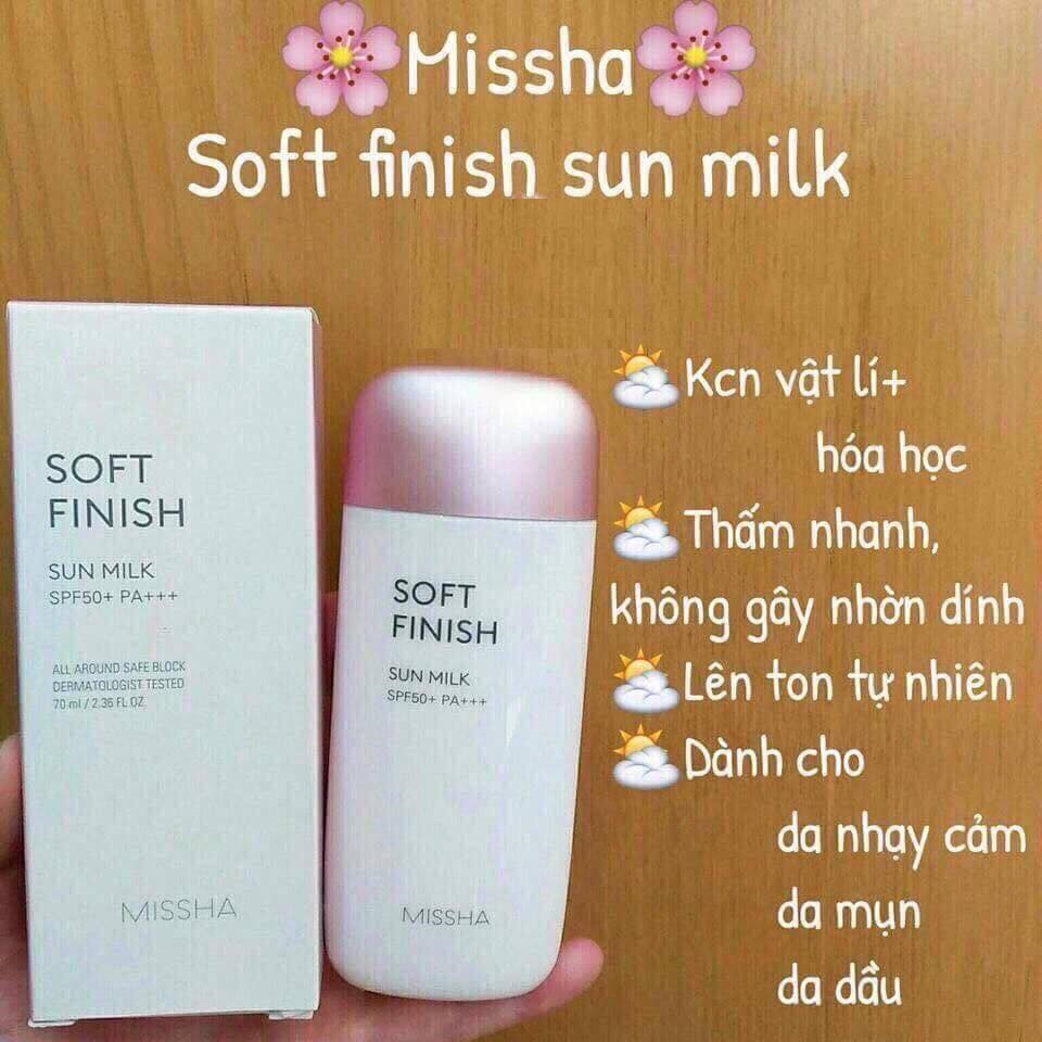 Kem Chống Nắng Missha All-around Safe Block Soft Finish Sun Milk SPF50+/Pa+++ 70ml (Màu hồng)