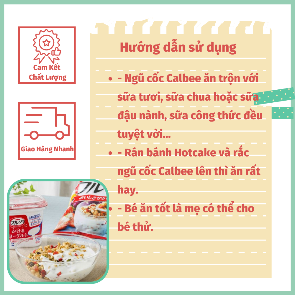 Ngũ cốc trái cây Calbee 600g Nhật Bản Màu trắng