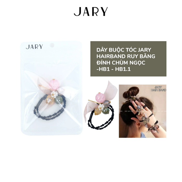 b129 - Jary (KV) - Dây Buộc Tóc, Hair Band - HB1 - HB1.1 - Ruy Băng Đính Chùm Ngọc