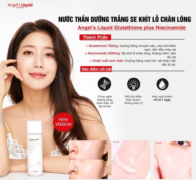 b554 - Angel's Liquid - Nước hoa hồng trắng da 7DAY Glutathione + Niacinamide Treatment Essence 150ml
