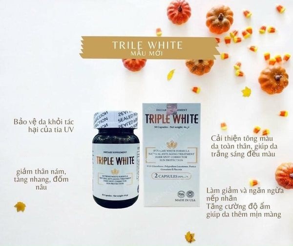 Viên Uống Trắng Da, Chống Nắng, Mờ Thâm Nám Triple White 50 Viên Mỹ