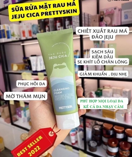 c976 - Sữa Rửa Mặt Chiết Xuất Rau Má Prettyskin The Pure Jeju Cica Cleansing Foam 150ml