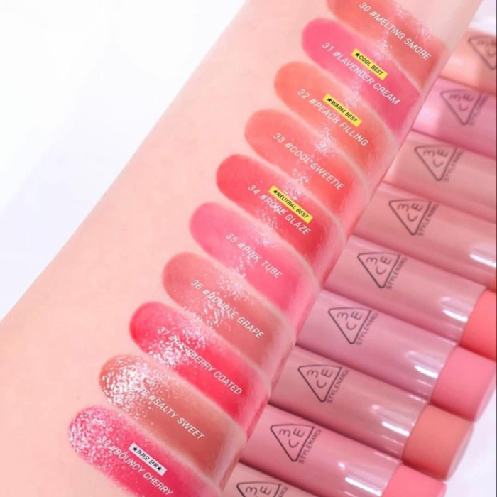 Son Bóng Dưỡng Môi 3CE Glazy Lip Glow Dạng Thỏi Có Màu, Hàn Quốc