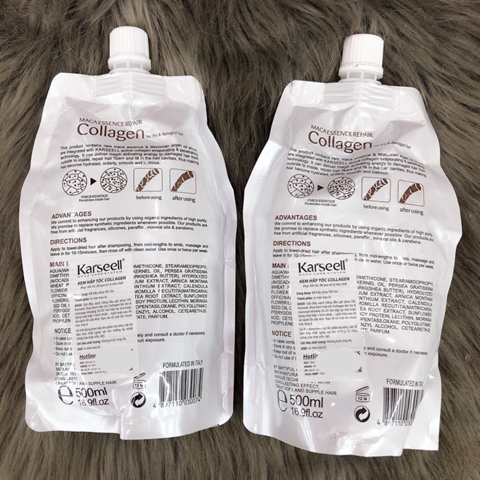Kem Ủ Tóc Phục Hồi Mượt Mà Collagen KARSEELL 500ml, Dạng Túi