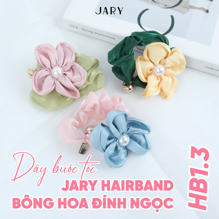 b124 - Jary - Dây Buộc Tóc, Hair Band - HB1 - HB1.3 - Bông Hoa Đính Ngọc