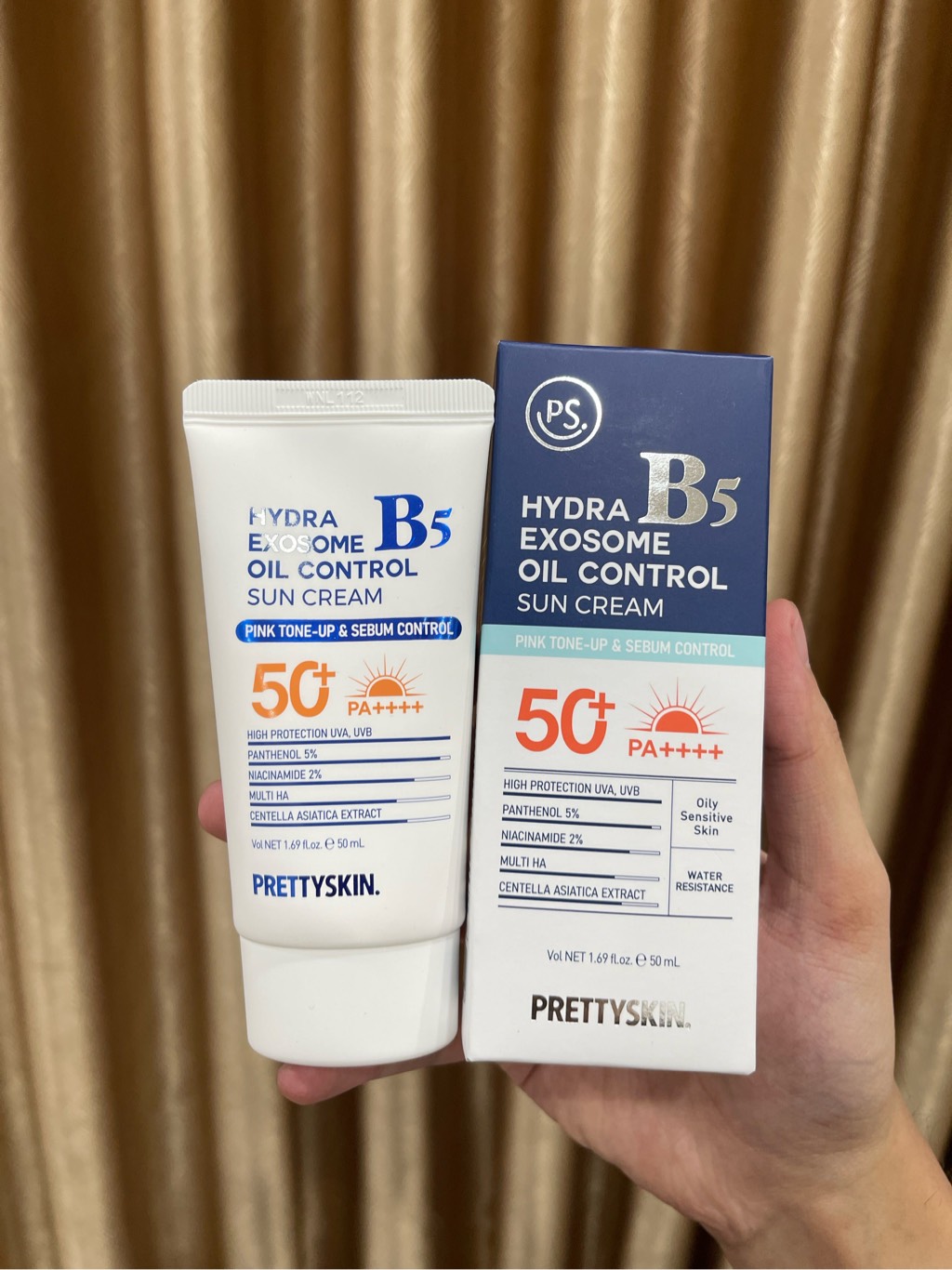 d979 - (Mẫu mới) Kem chống nắng phổ rộng phục hồi Prettyskin Hydra B5 Exosome Treatment / Oil Control Sun Cream SPF 50+ PA ++++ 50ml